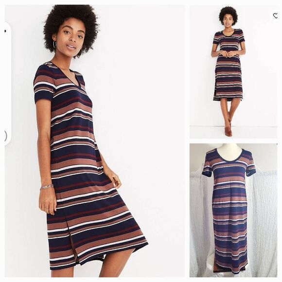 Madewell NWT Striped U-Neck Tee Dress Size Small - Picture 1 of 9